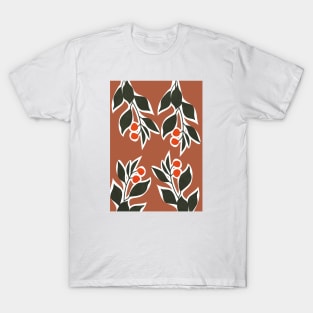 Red Cherry Leaf - Botanical, Boho II T-Shirt